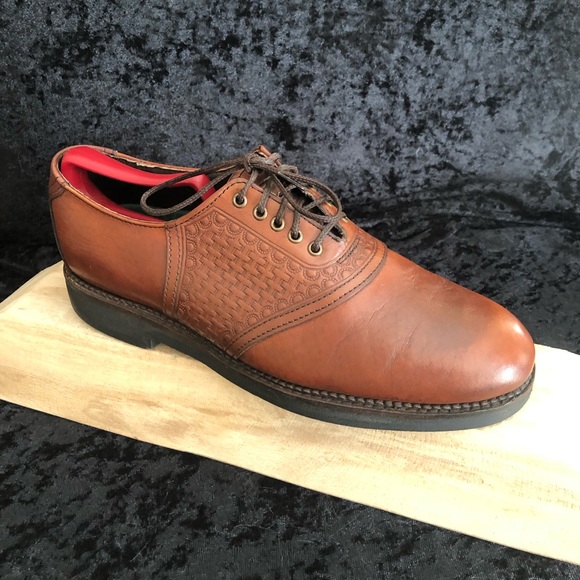 HS Trask Leather Weave Saddle Dress Shoe Oxford Brown, 8.5 M - Picture 6 of 11